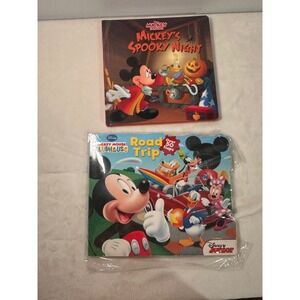 Disney Mickey Mouse Book Bundle Spooky Night & Clubhouse Road Trip Lift-the-Flap